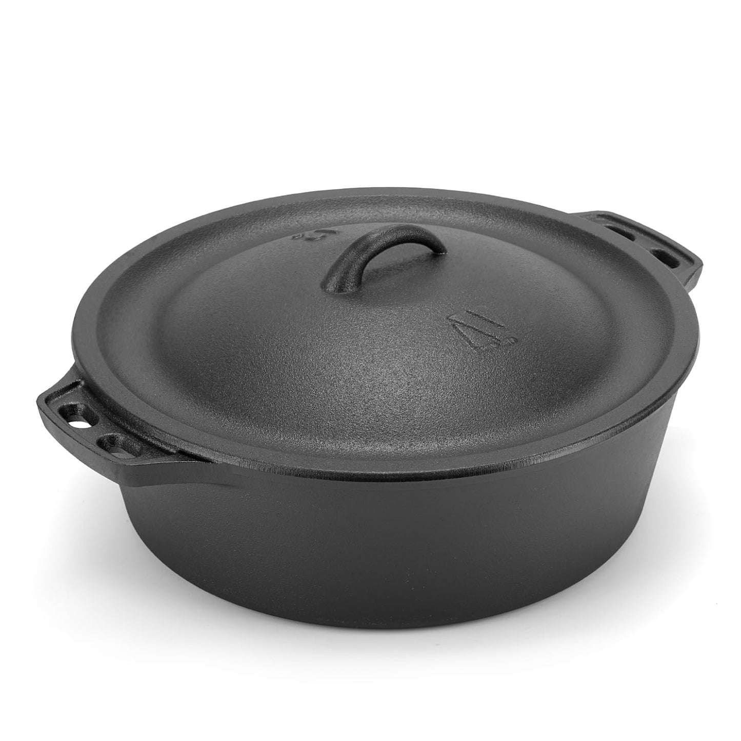 12 Inch Large Pre-Seasond Cast Iron Dutch Oven with Lid, Round Casserole Dishes for Oven,6QT Cookware