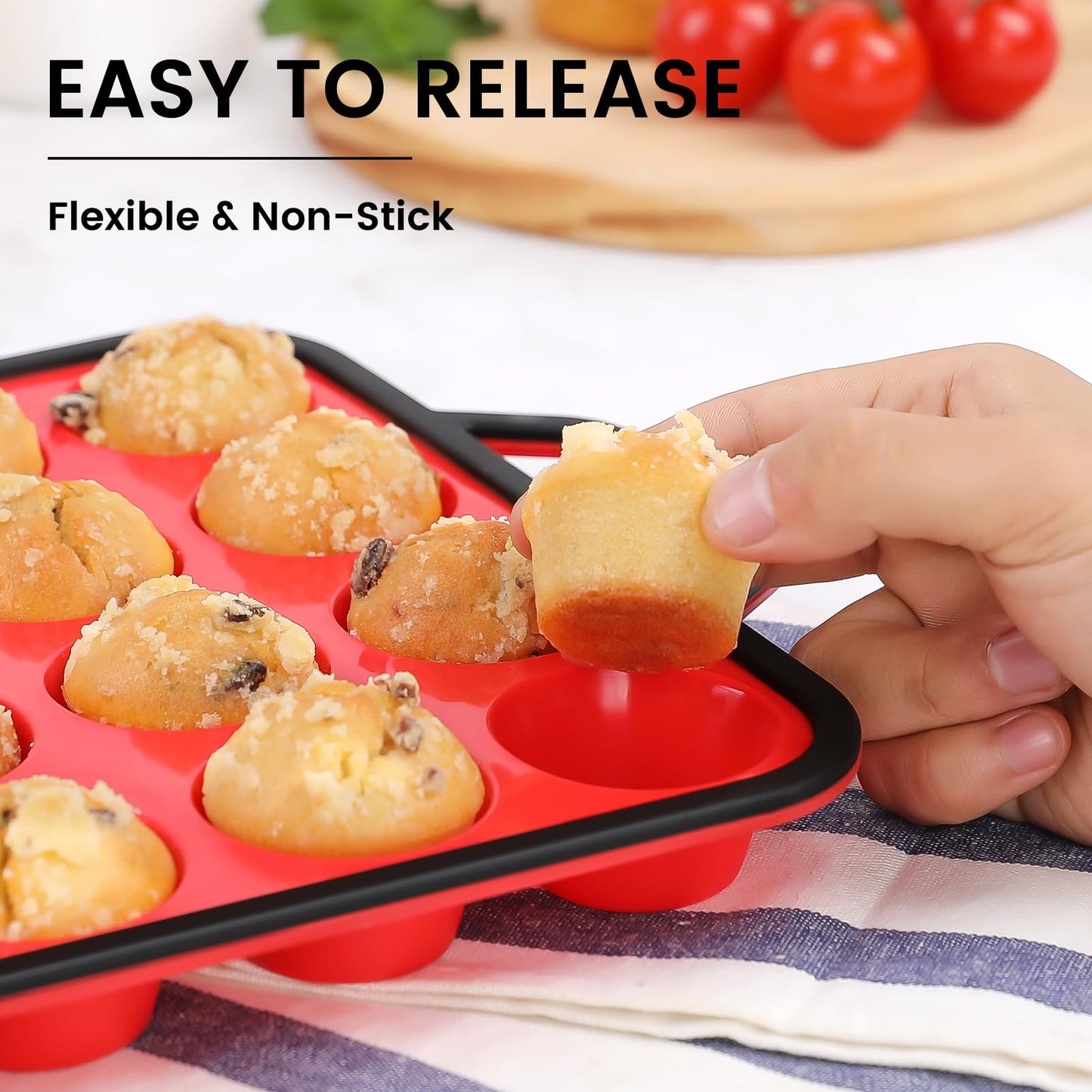 Mini Muffin Pan 24-Cup Silicone Bakeware Set