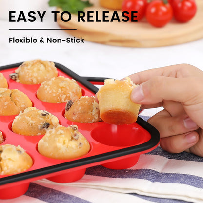 Mini Muffin Pan 24-Cup Silicone Bakeware Set