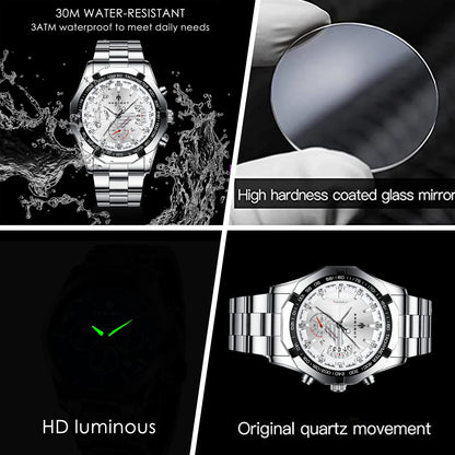 BY BENYAR AKNIGHT Watches for Men Quartz Movement Watch，Waterproof Luminous Men's Watch, Stainless Steel Strap Business Watches