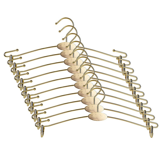 Loghot 10PCS Metal Underwear Rack Bra Pants Clothes Hangers Hook with Non Slip Clips for Lingerie Shop Display (Gold)