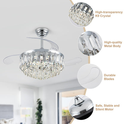 36in Retractable Ceiling Fan with Light