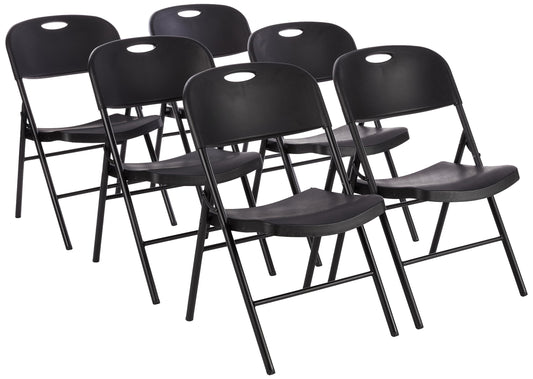 6-Pack Foldable Plastic Chairs - 350 lb Capacity