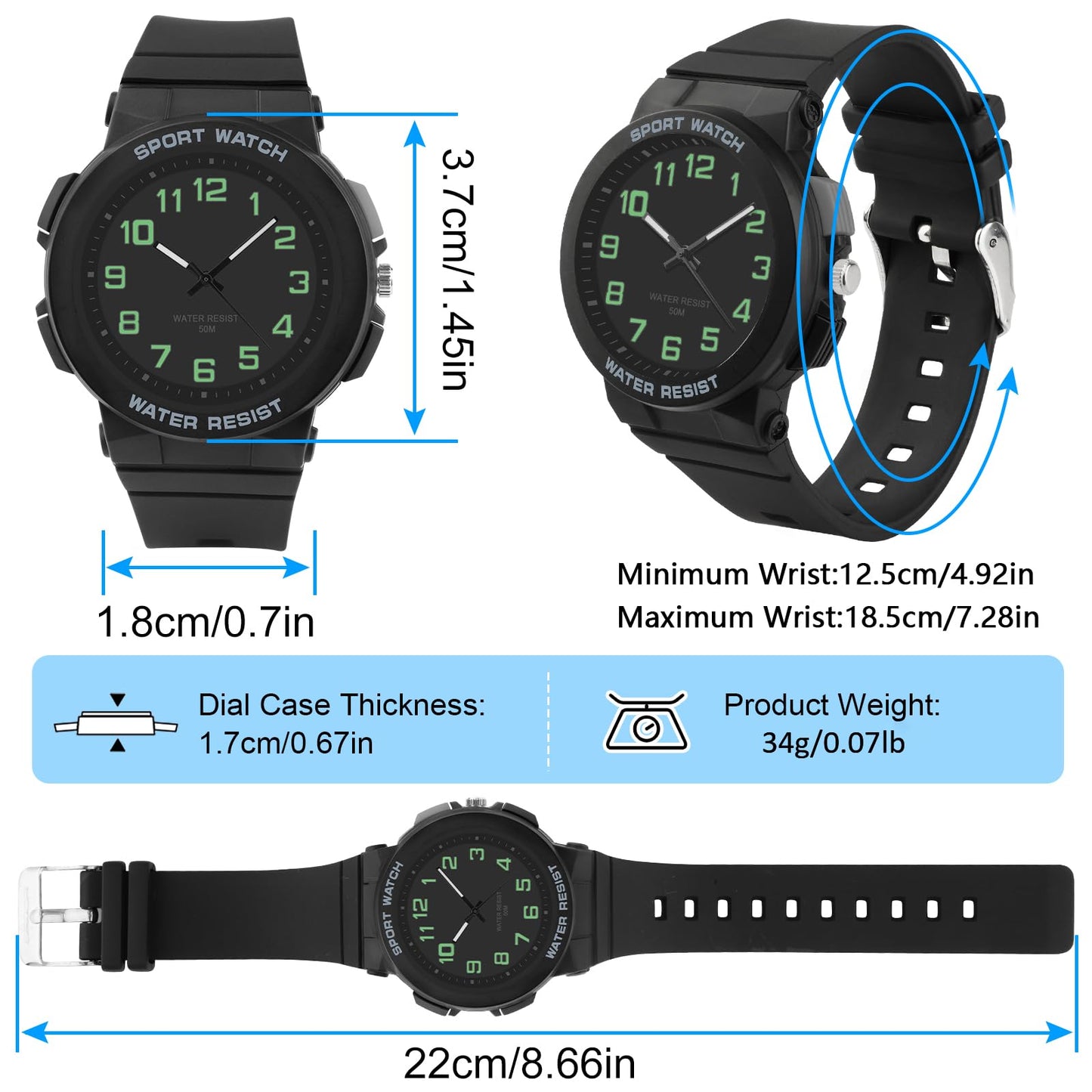 Kids Waterproof Analog Watch for Outdoor Sports