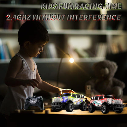 Desdoni Remote Control Car, Light Up RC Car Toys, 2.4GHz 1:24 Scale 15KM/H Off-Road with Cool LED Lights Racing Rechargeable Toy Car for Christmas Birthday Kids Boys Girls