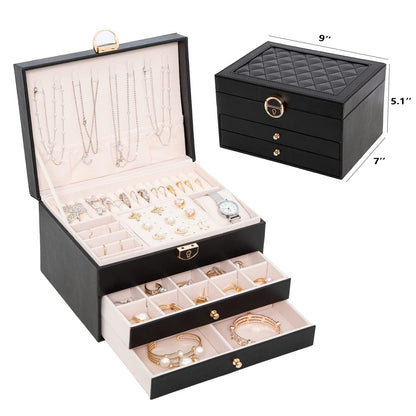 3-Layer Jewelry Organizer Storage Case by GUOER