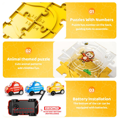 Race Car Puzzle Track Set for Kids 3-6