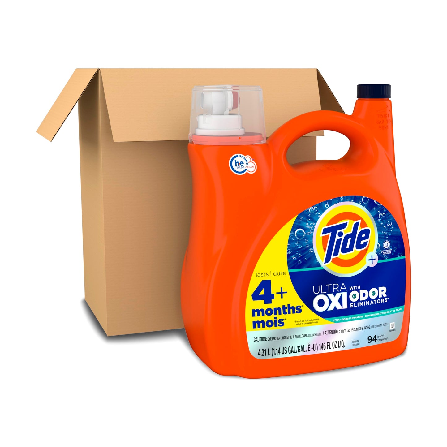 Tide Ultra OXI with Odor Eliminators Liquid Laundry Detergent For Visible and Invisible Dirt 94 Loads, 132 fl oz