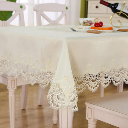 ZHUIDUSI Lace Tablecloth Rectangular Summer Fall Flower Decor Macrame Tablecloth for Dining-Room|Kitchen Party|Outdoor|Holiday Dinner (Beige, Rectangle/Oblong 60 in x 120 in)