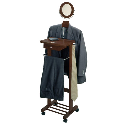 Winsome Wood Valet Stand With Mirror, Drawer, Tie Hook, Casters, Antique Walnut (94155)