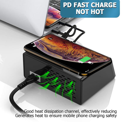 Charging Station for Multiple Devices, 100w 6-Ports Include 5USB+1QC3.0 Ports Fast Charging Station for Apple, Fit for Other Mobile Phones Brands
