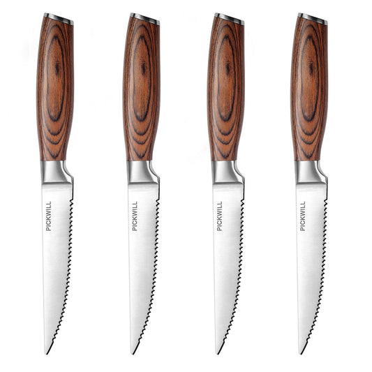 PICKWILL 4-Piece High Carbon Steak Knife Set