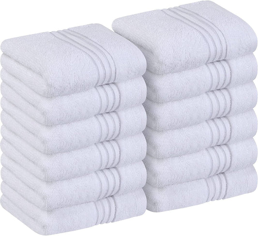 Utopia Towels 12 Pack Premium Wash Cloths Set (12 x 12 Inches) 100% Cotton Ring Spun, Highly Absorbent and Soft Feel Washcloths for Bathroom, Spa, Gym, and Face Towel (White)