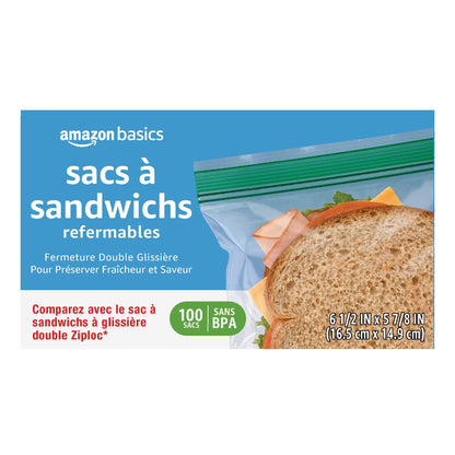 Amazon Basics Double Zipper Sandwich Storage Bags