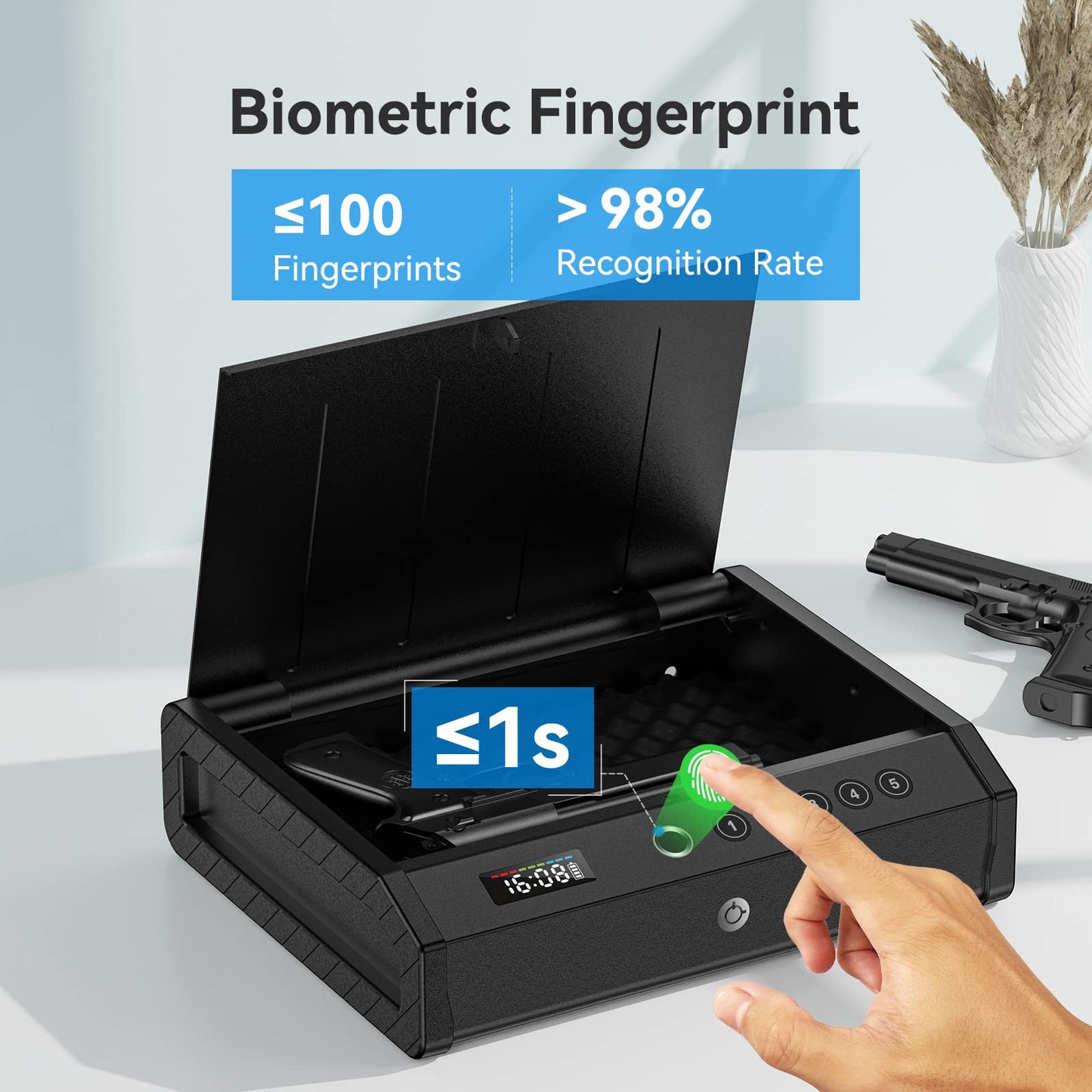 Biometric Pistol Safe with Quick Access Lock