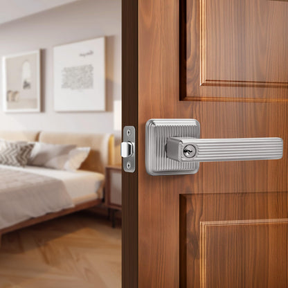 Heavy Duty Keyed Entry Door Handle - Satin Nickel