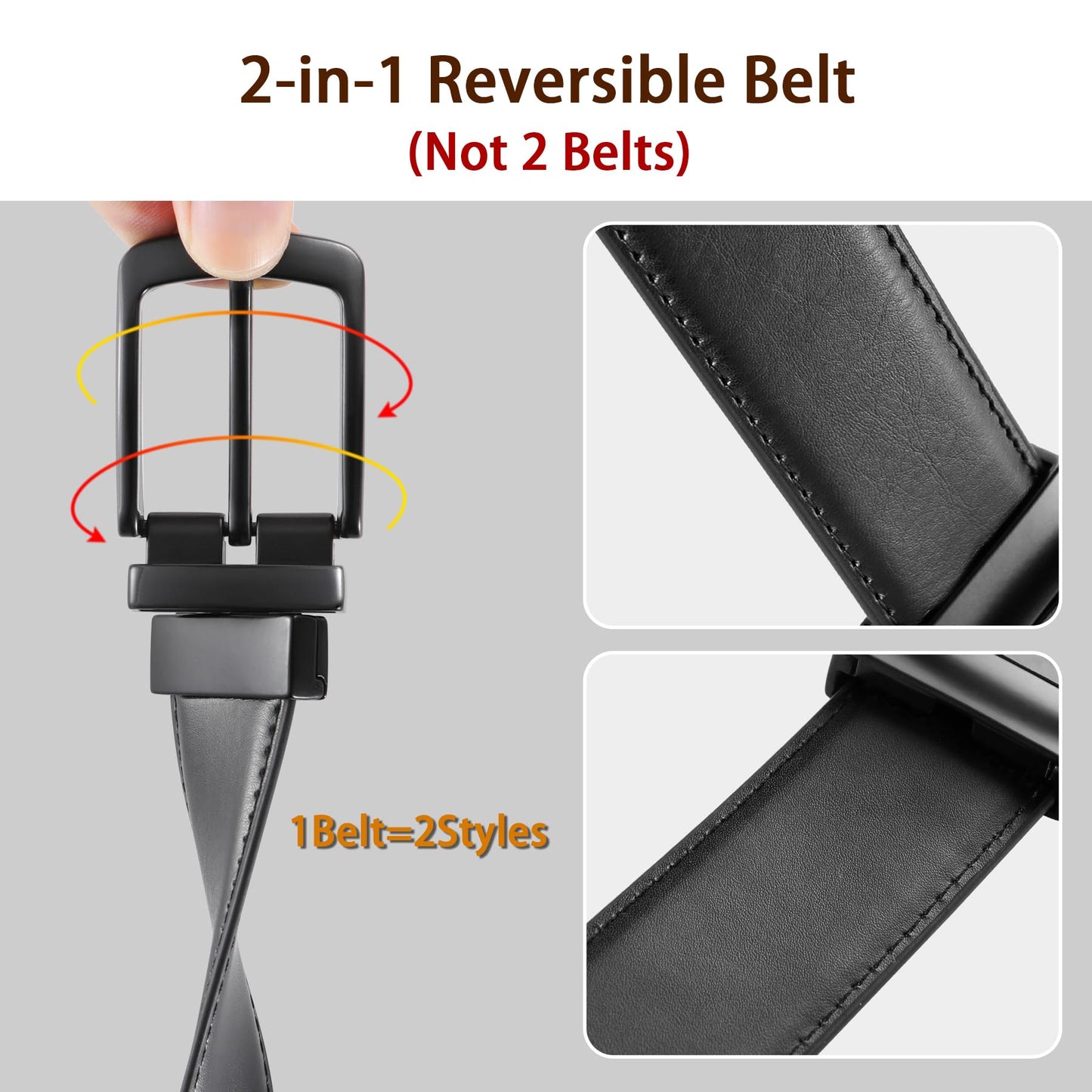 MILORDE Men’s Reversible Leather Golf Belt