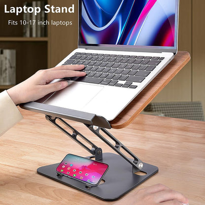 SOARCHICK Ergonomic Computer Stand for Laptop Foldable Book Stand for Reading Angle Height Adjustable Cookbook Stand Wood&Metal Portable Laptop Holder Riser Compatible with MacBook Pro/Air up to 17"