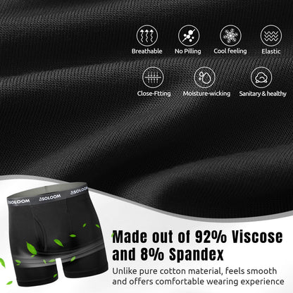 SOLOOM Mens Boxer Briefs, Moisture Wicking & Breathable Stretch Underwear For Men, Soft Full-Rise Mens Underwear 2 Pack Black