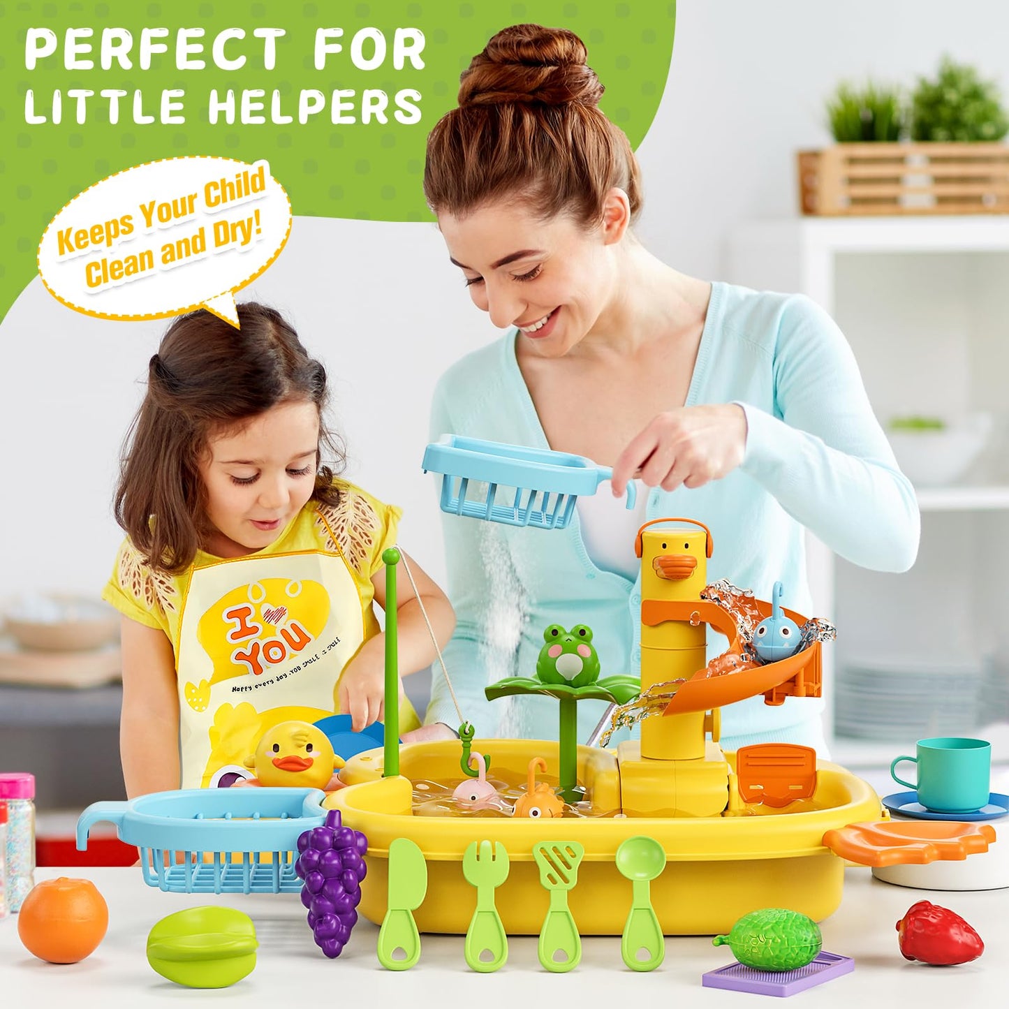 Kids 3-IN-1 Play Sink with Electric Faucet