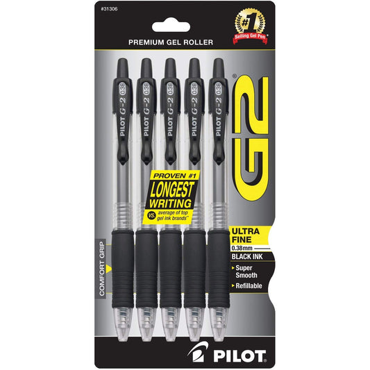 5 Pack Pilot G2 Ultra Fine Gel Pens