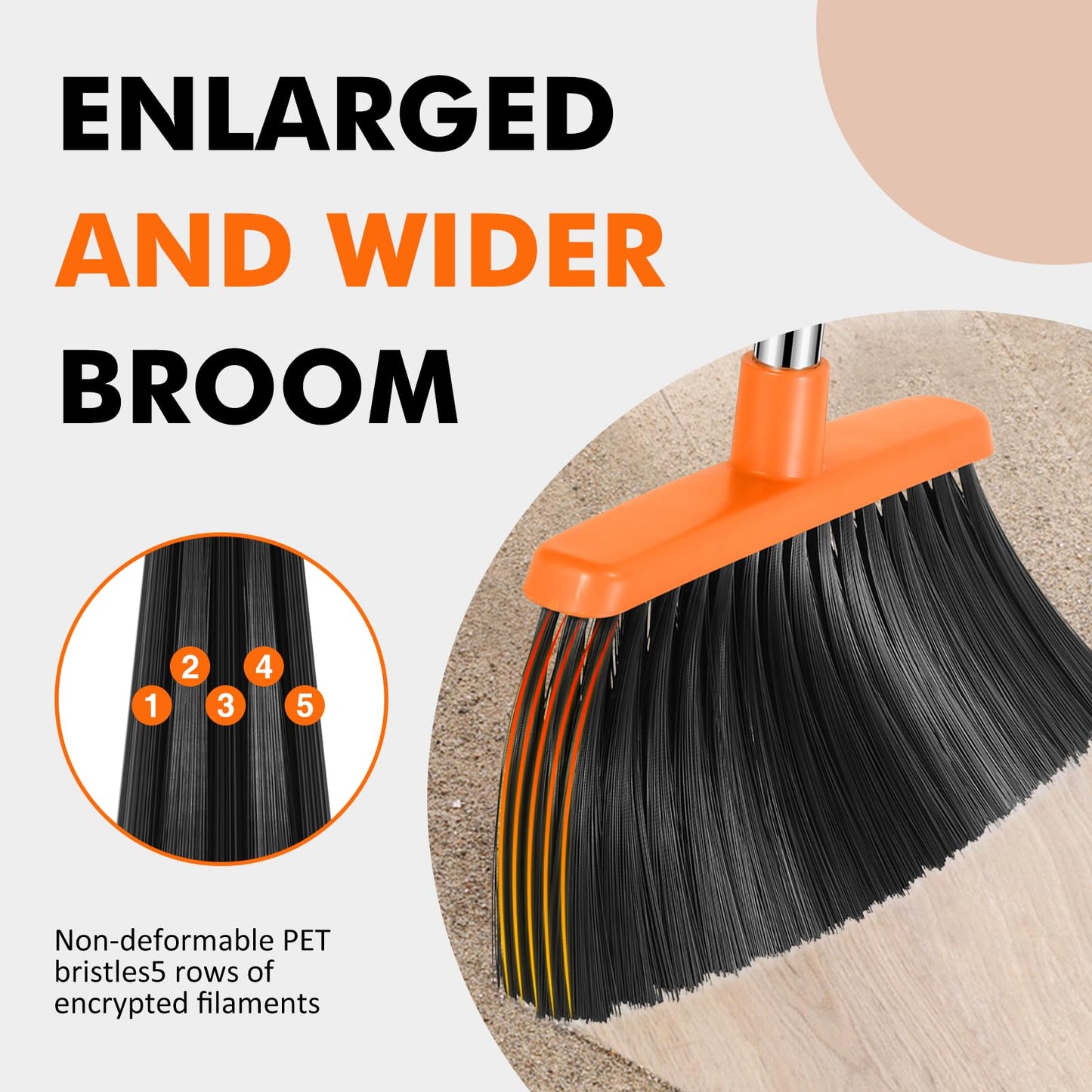 Heavy Duty Broom 55 Inch Handle, 2 Pack