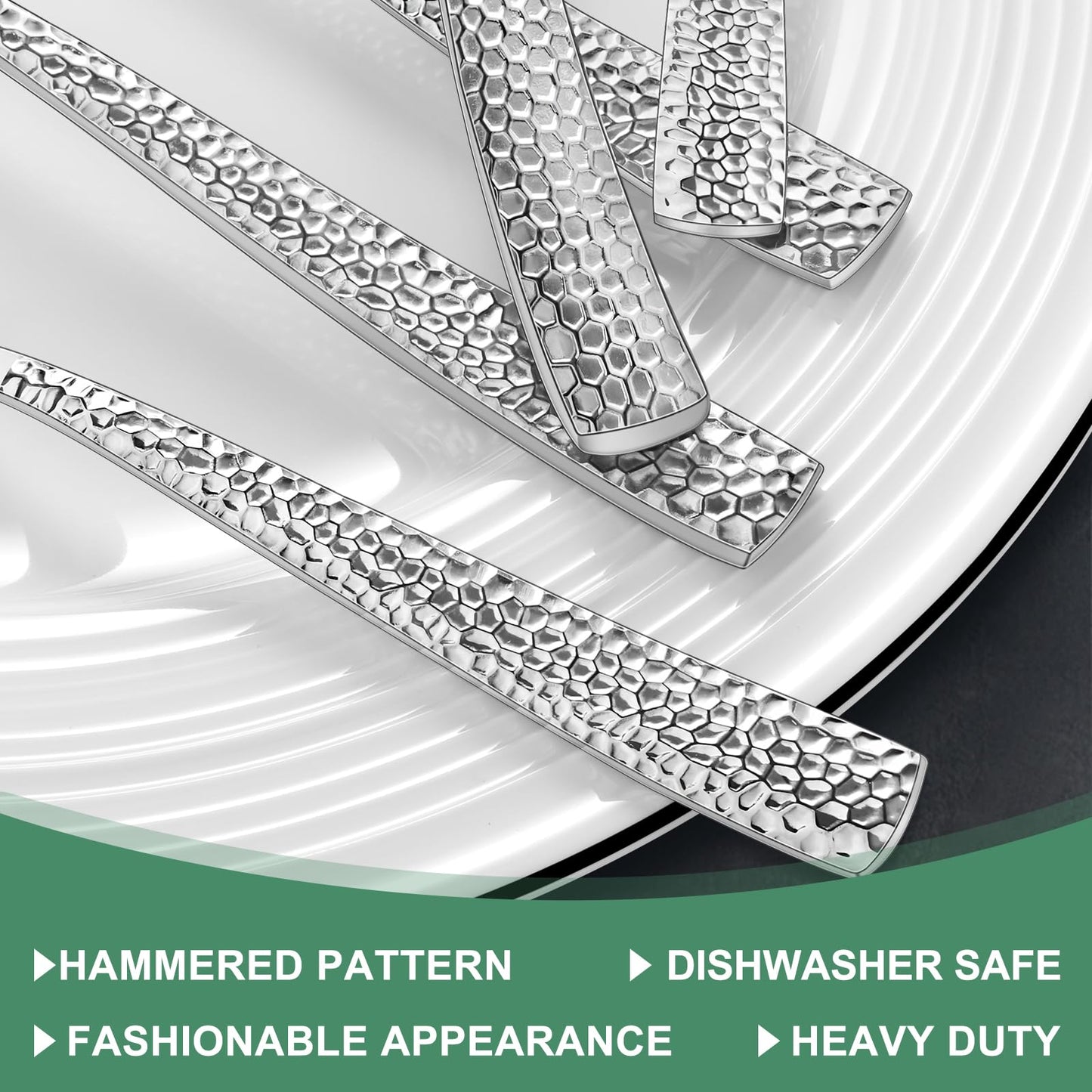 Hammered 40-Piece Stainless Steel Flatware Set