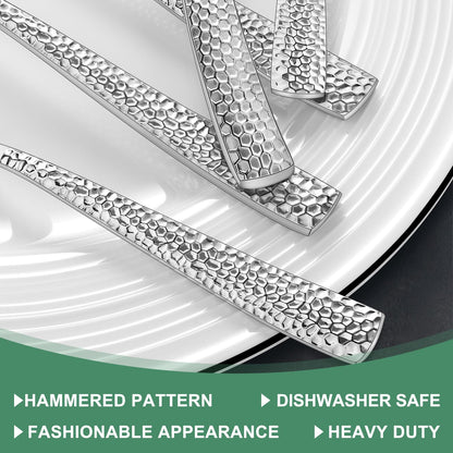 Hammered 40-Piece Stainless Steel Flatware Set