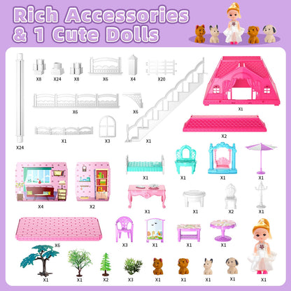 Lucky Doug Building Toys for 3 4 5 6 7 Years Old Girls Toddlers Kids, DIY STEM Building Toys for Girls Kids, Pretend Play Toys