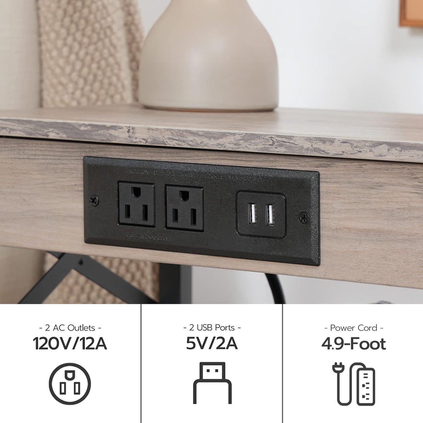 HOOBRO Nightstand with Charging Station, End Table with Drawer, Side Table with USB Ports Outlet, Sofa Beside Table with Storage Shelf for Small Space in Bedroom, Greige BG128UBZ01G1