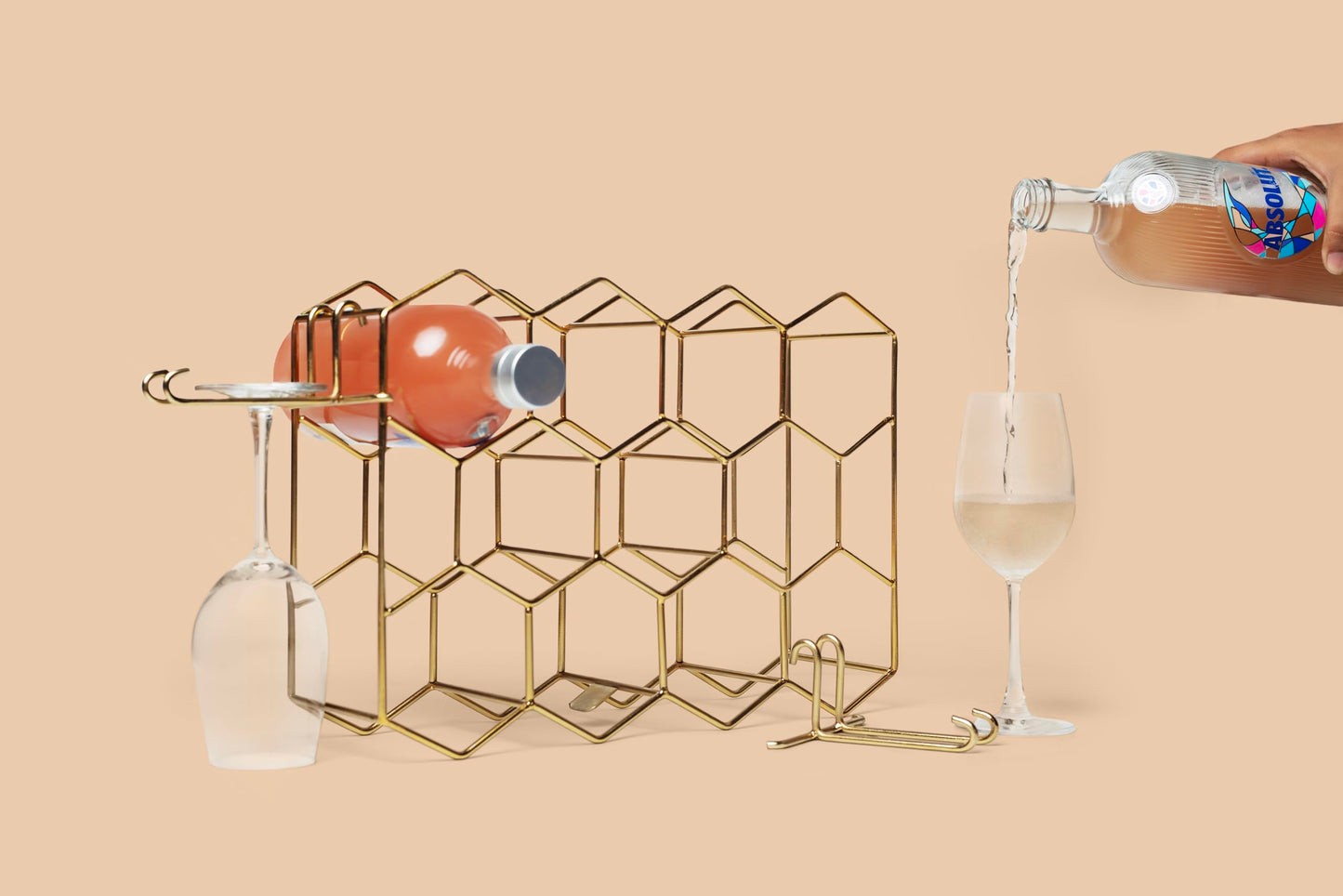 14-Bottle Metal Wine Rack with Glass Holders
