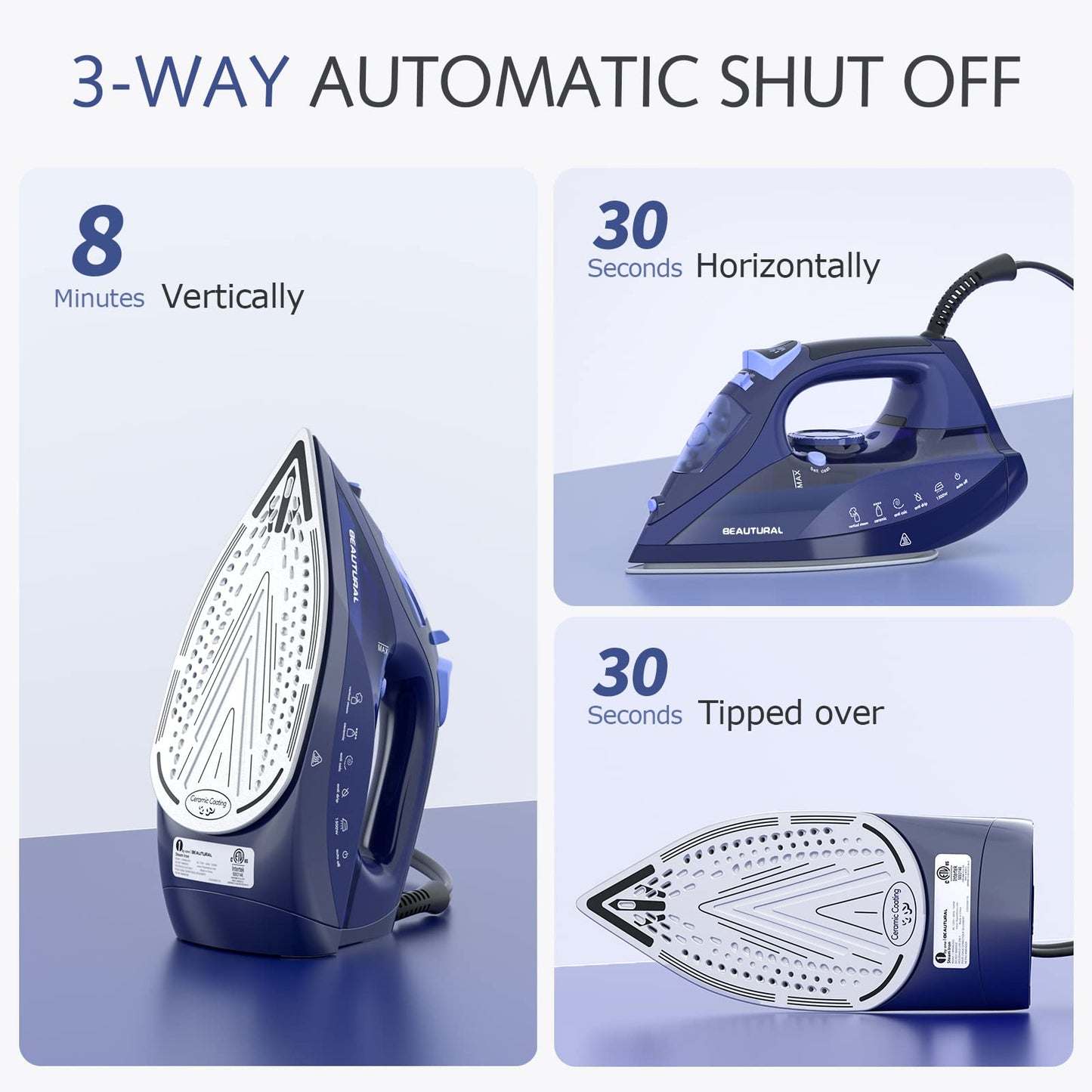 BEAUTURAL Ceramic Steam Iron with Precision Dial