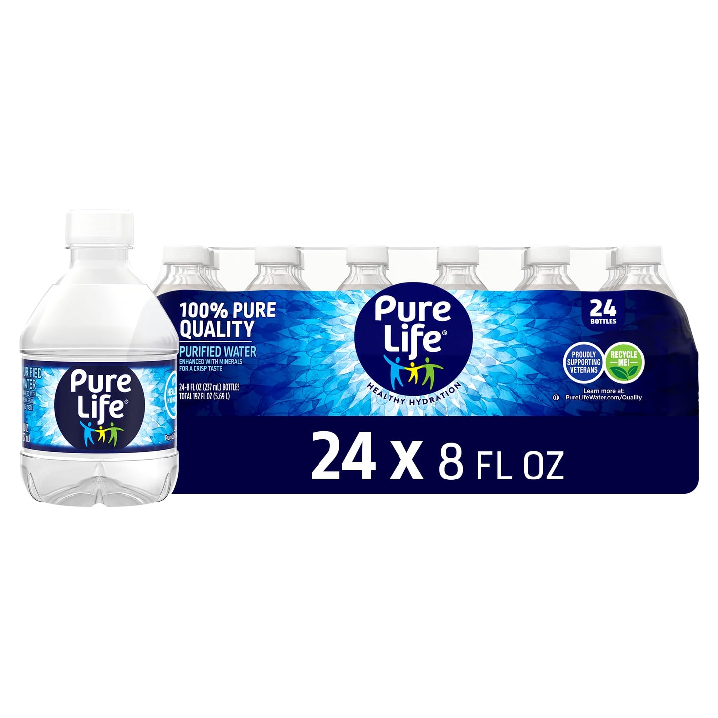 Pure Life 24-Pack Purified Water Bottles 8 Fl Oz