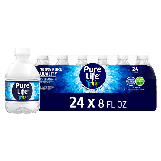 Pure Life 24-Pack Purified Water Bottles 8 Fl Oz