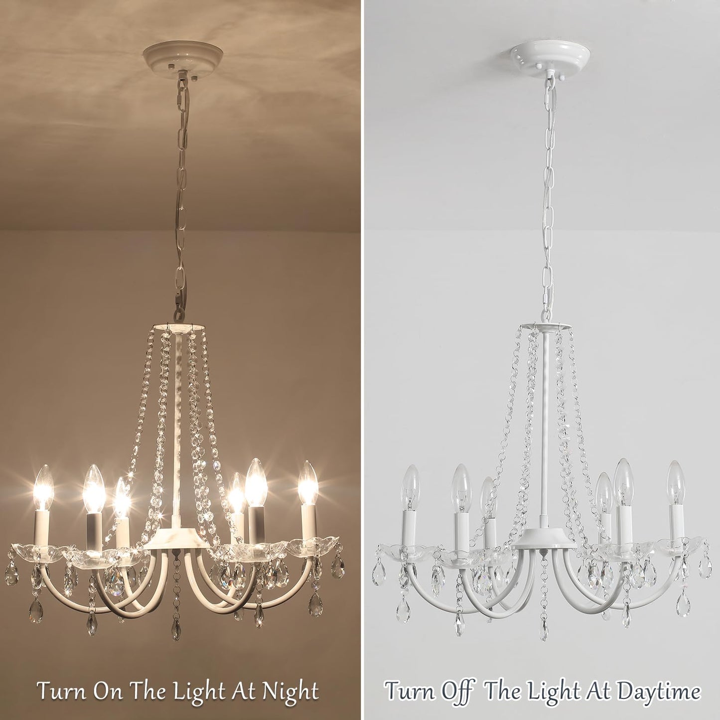 YLCHYTDZSW Chandelier for Bedroom 6-Light White Chandelier Crystal Chandeliers Modern Small Chandelier Light Fixture for Girls Bedroom Foyer Entryway Living Room