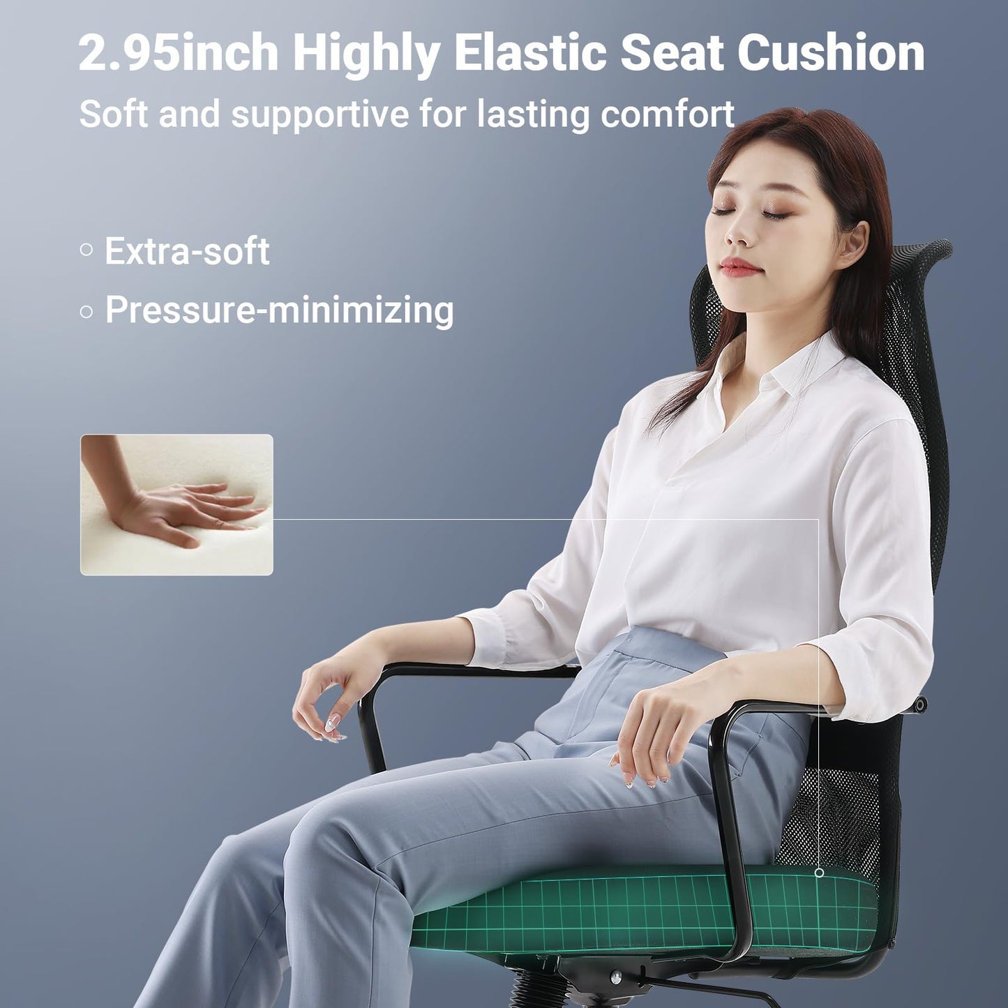 SIHOO M101C Ergonomic Office Chair-High Back Mesh Office Chair, Big and Tall Office Chair Lumbar Support, Comfortable Large Seat Cushion, Computer Desk Chair for Home Office, Black