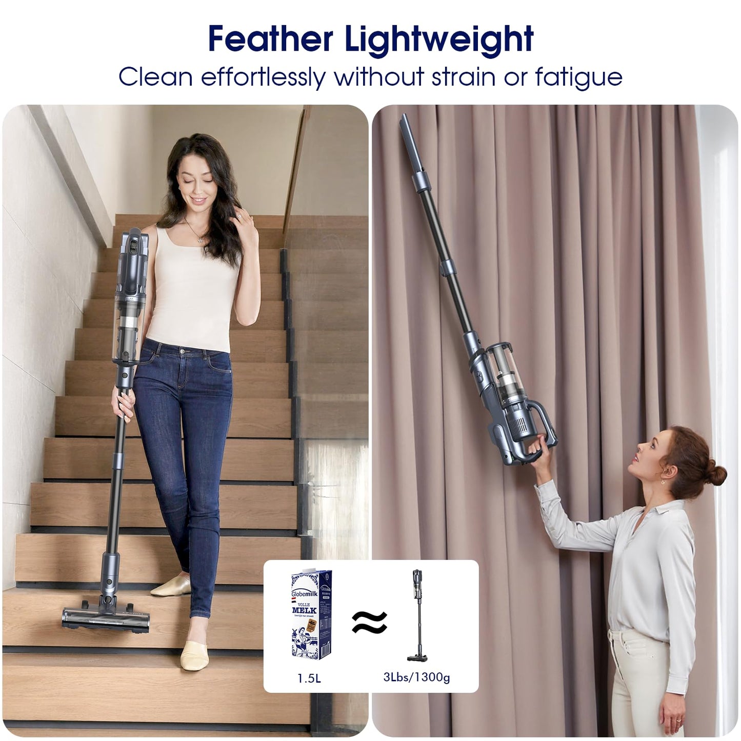 MIUZZY Cordless Vacuum Cleaner with 35kPa Suction