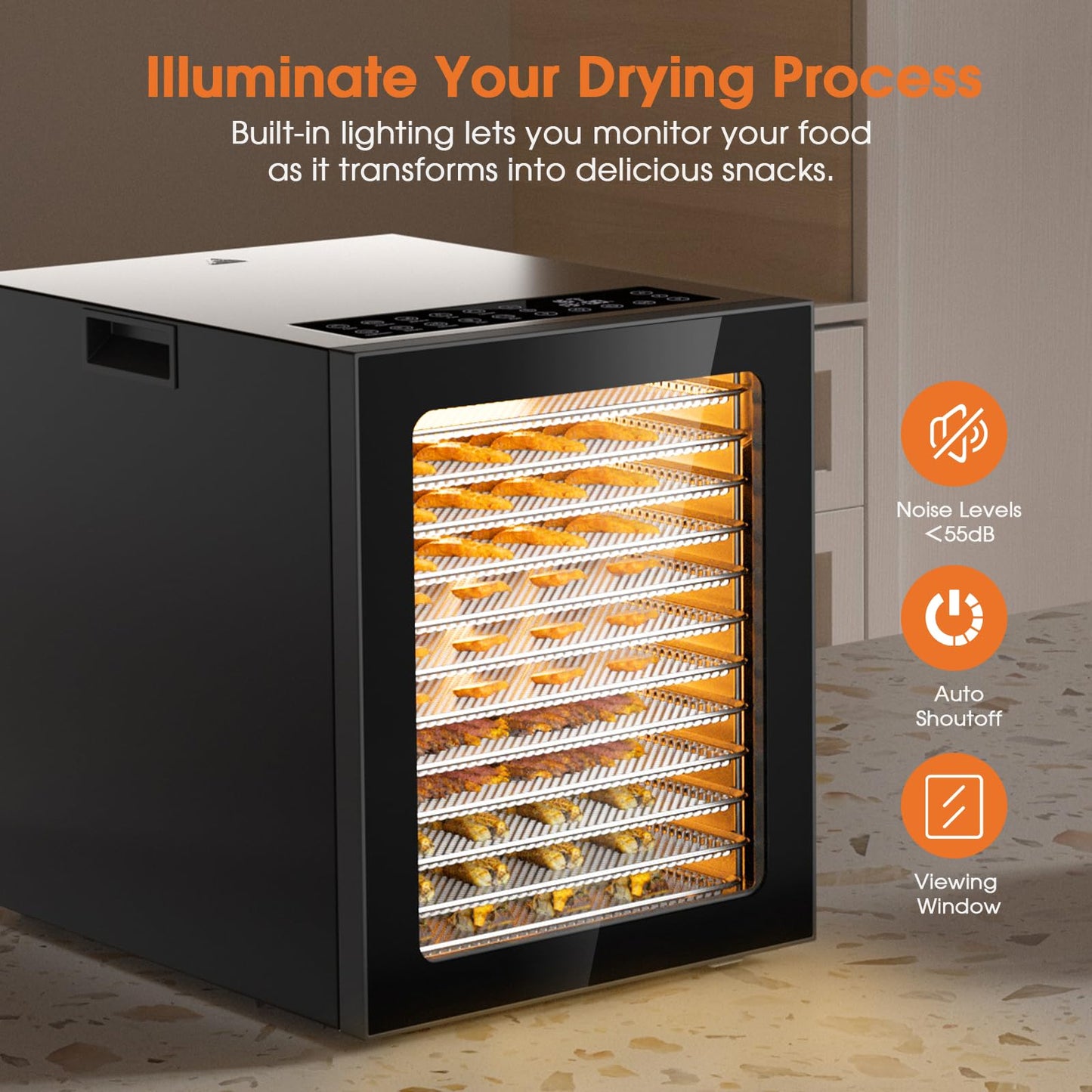 12-Tray Stainless Steel Food Dehydrator Machine