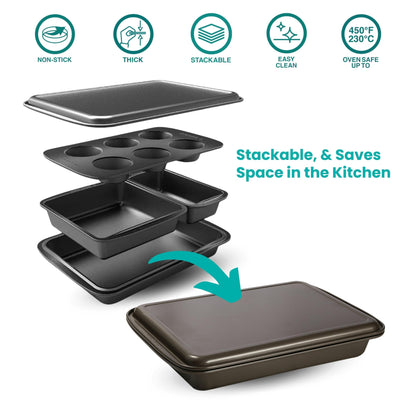 Baker's Secret 5-Piece Bakeware Set with Pans