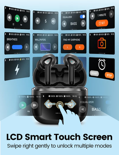 Wireless Bluetooth Earbuds With LED Touch Screen