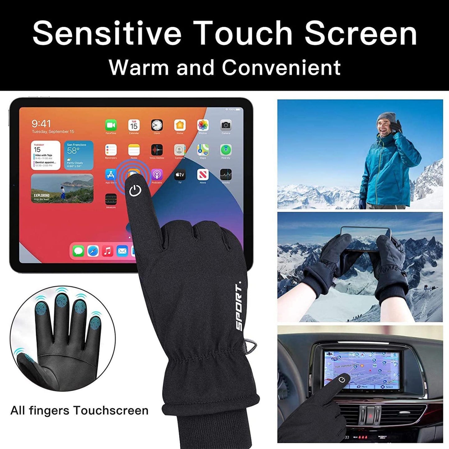 Winter Thermal Touchscreen Gloves for Outdoor Activities