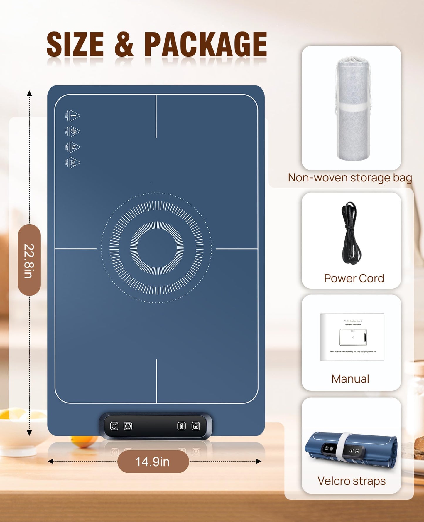 Electric Food Warming Mat with 5 Temperature Settings