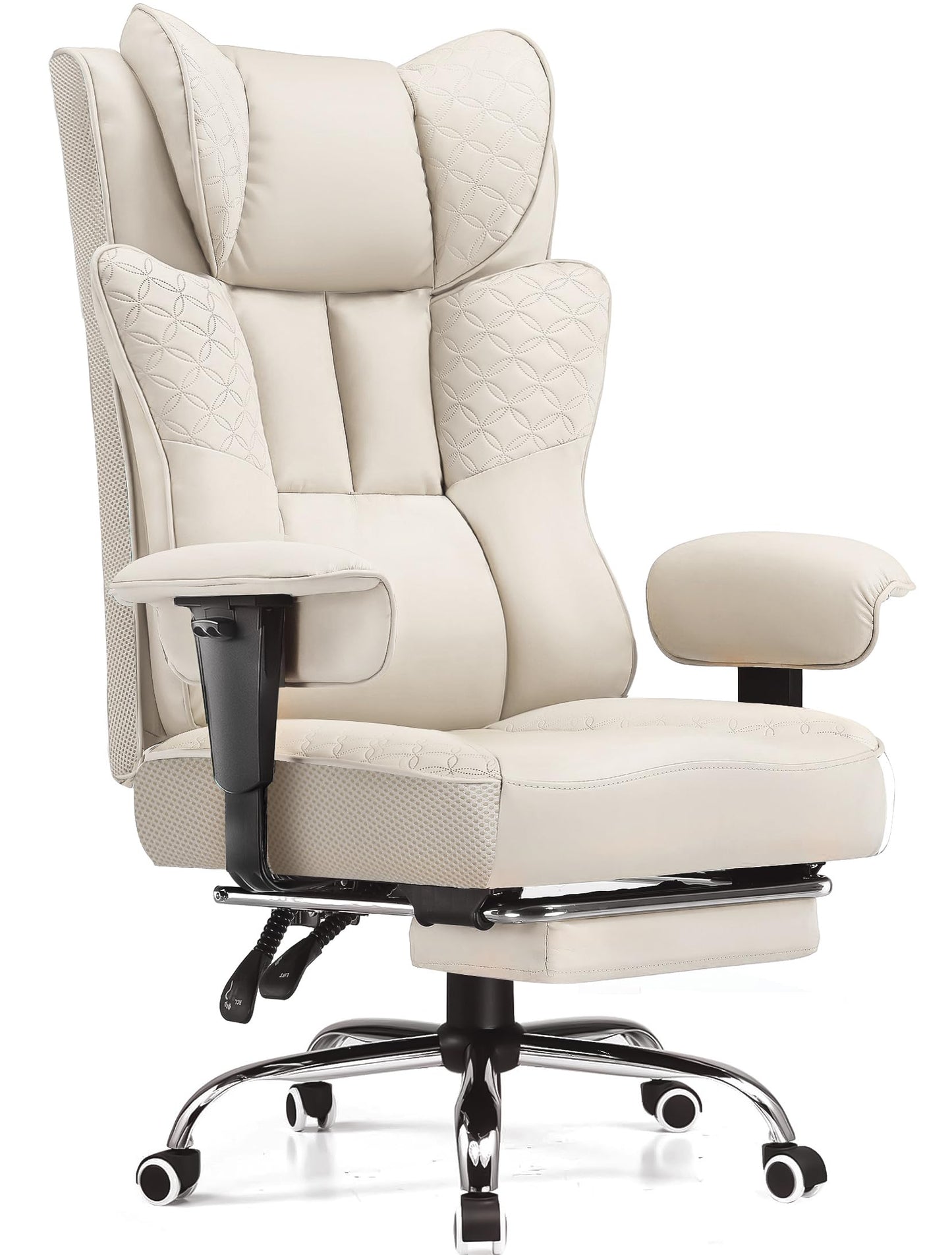 GTPLAYER Big and Tall Office Chair 400LBS Wide Ergonomic Gaming Chair with Deluxe Embossing Designed Leather with Foot Rest,150°Reclining Adjustable Soft Armrests Pocket Spring Back Support and Pillow