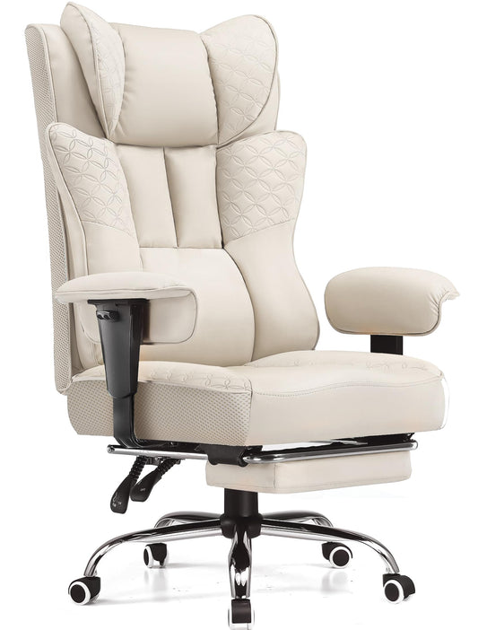GTPLAYER Big and Tall Office Chair 400LBS Wide Ergonomic Gaming Chair with Deluxe Embossing Designed Leather with Foot Rest,150°Reclining Adjustable Soft Armrests Pocket Spring Back Support and Pillow