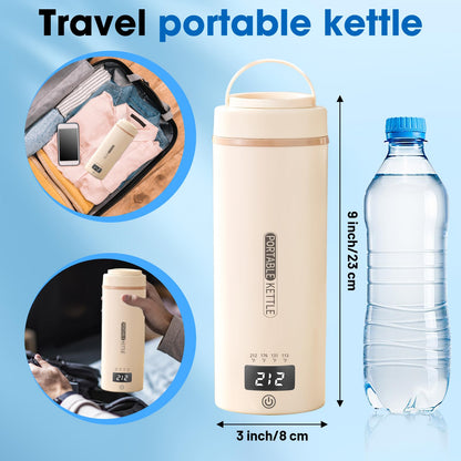 Car Kettle Water Boiler 12V - Travel Kettle Portable Electric Kettle 500ml, 4 Adjustable Temperature for Coffee Tea Heater, 316 Stainless Steel (Cream)