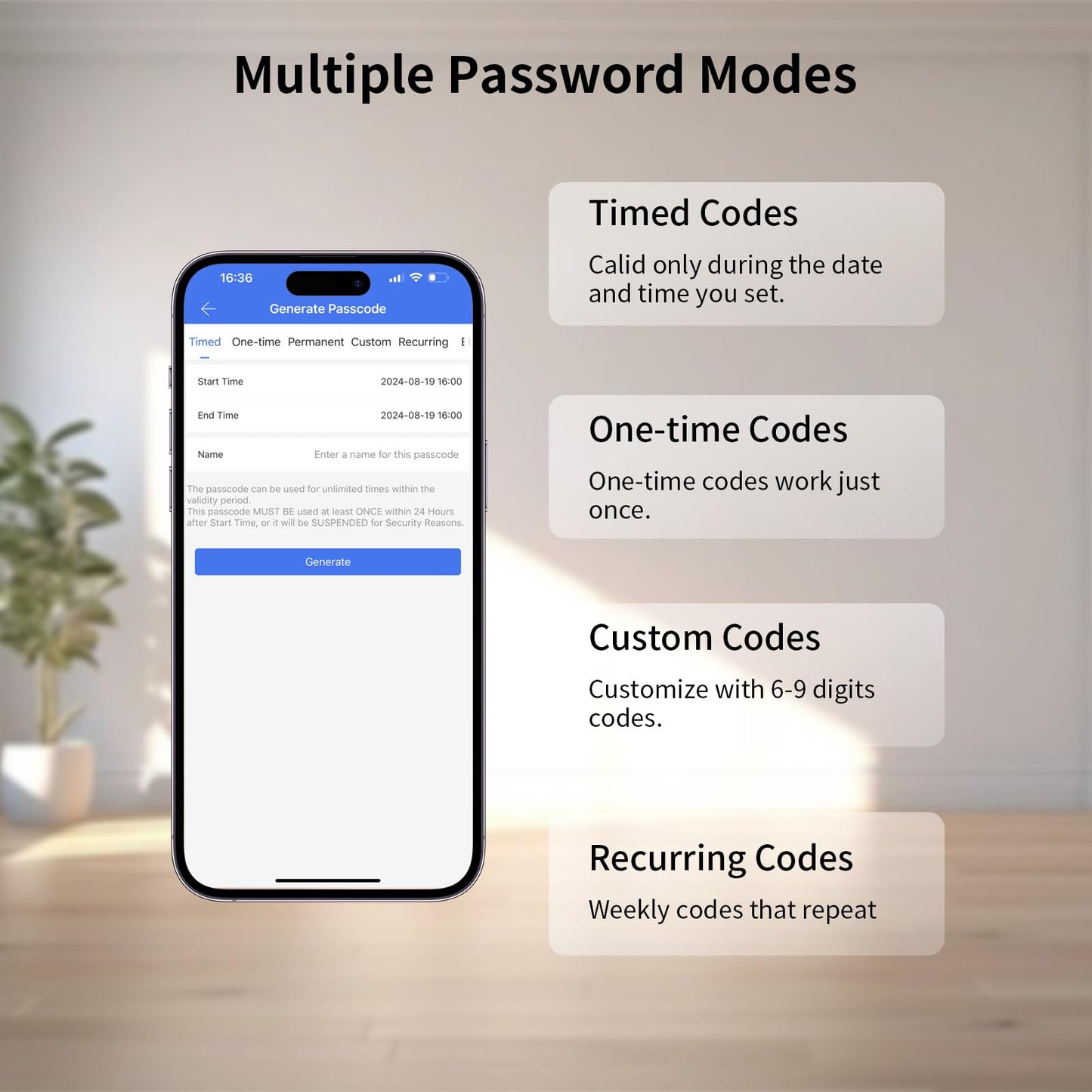 Smart Keyless Door Lock with Fingerprint & APP