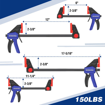 10-Pack WORKPRO Wood Clamps Set for Woodworking