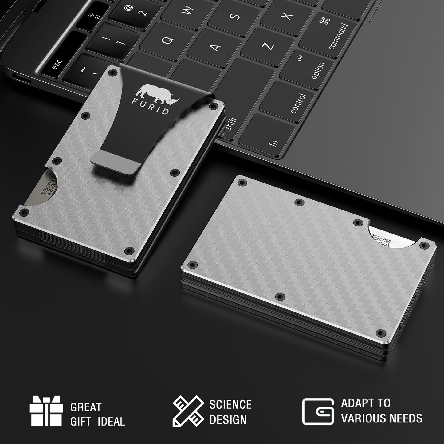 furid Card Wallet for Men Slim: Metal Wallet with Money clip - Rfid Wallet For Men - Minimalist Credit Card Holder Wallets for Men Gift