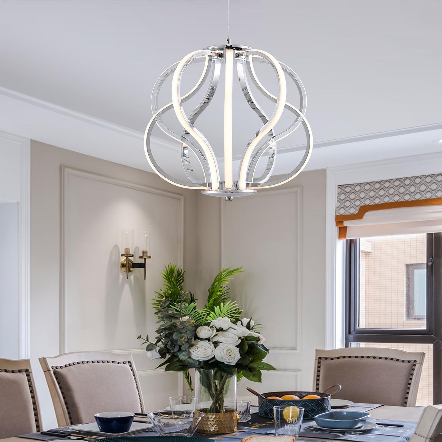 UPDATE: DEAD! Modern LED Chandelier,Chrome Hanging Pendant Lights,Easy Install Suitable for Dining Room Living Room Bedroom Kitchen and Corridor (10 Light, Silver)