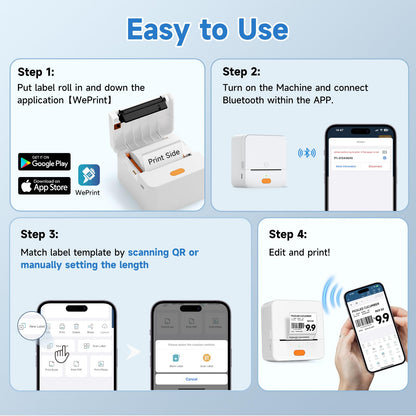 DETONGER Label Maker Machine with Tape P1 2 Inch Thermal Printer Portable Bluetooth Shipping Label Printer Sticker Maker Labeling Machine Home Office School Business Use Rechargeable White